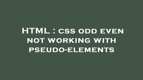css odd even|html .
